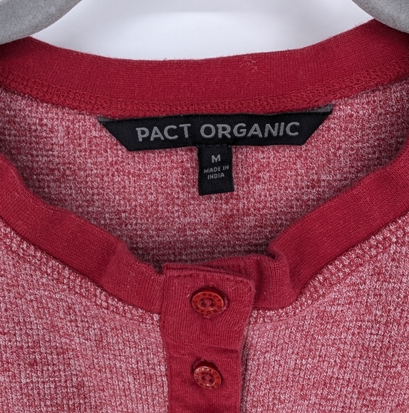 Pact Thermal Waffle Knit Henley Pullover Top Organic Cotton - Picture 4 of 5
